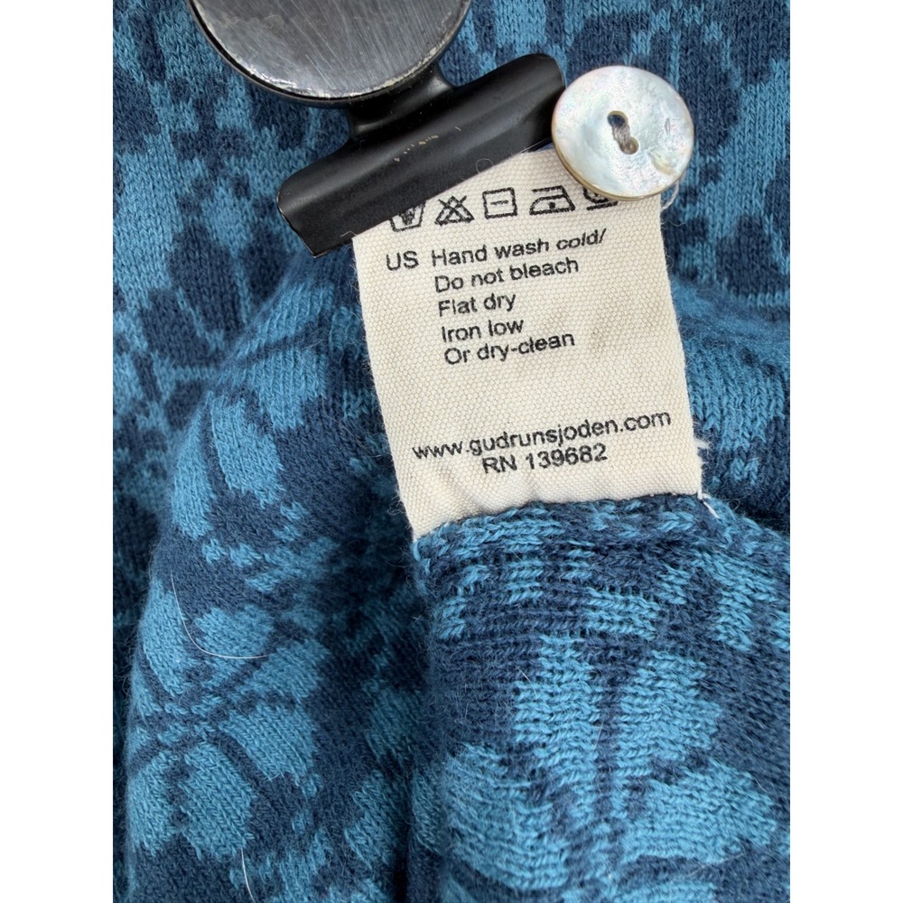 Gudrun Sjöden Blue Organic Cotton Wool Boho Button Front Long Duster Cardigan L - Picture 7 of 10
